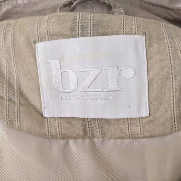 Lamb LEATHER Ecru-Beige Bruuns Bazaar Mini Dress with Pockets, Sz. 8 /10 - Picture 4 of 10